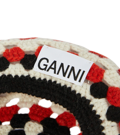 Shop Ganni Crocheted Wool-blend Beret In Orangedotcom