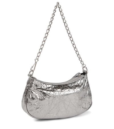 Shop Balenciaga Le Cagole Mini Leather Shoulder Bag In Silver