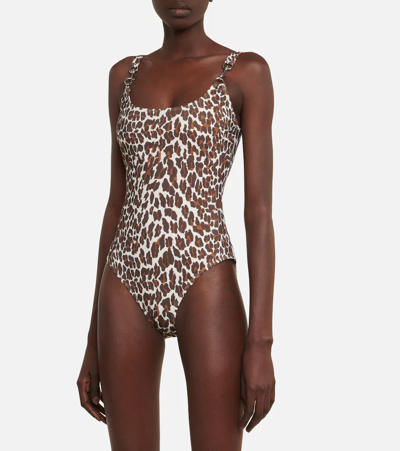 Shop Tory Burch Printed Swimsuit In Reva Leopard