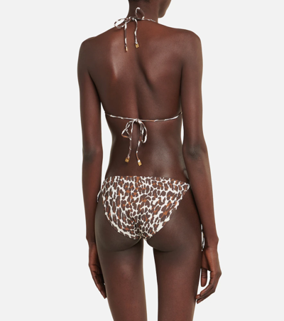 Shop Tory Burch Printed Triangle Bikini Bottoms In Reva Leopard