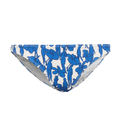 Shop Tory Burch Printed Bikini Bottoms In Blue Hibiscus