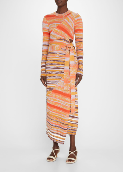 Shop Jonathan Simkhai Selah Wrap Cutout Maxi Dress In Lupine Space Dye