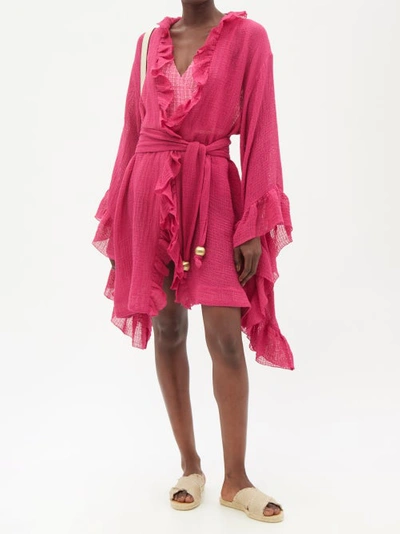 LISA MARIE FERNANDEZ Anita ruffled linen-blend robe