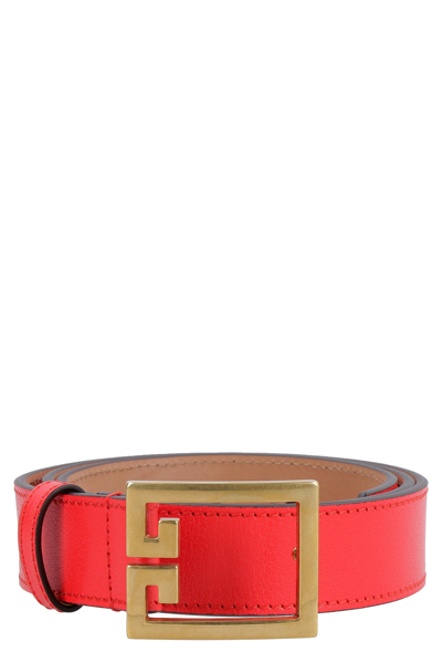Shop Givenchy Gv3 Buckled Belt In Red