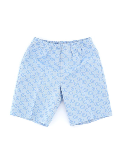 Shop Gucci Kids Gg Jacquard Bermuda Shorts In Blue