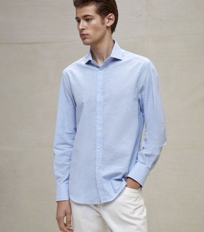 Shop Brunello Cucinelli Cotton Oxford Shirt In Blue