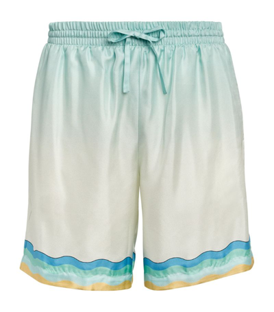 Shop Casablanca Silk Ping Pong Print Shorts In White