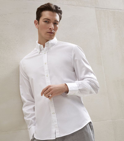 Shop Brunello Cucinelli Cotton Twill Shirt In White
