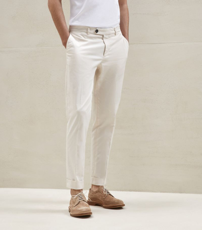 Shop Brunello Cucinelli Cotton Gabardine Tailored Trousers In White