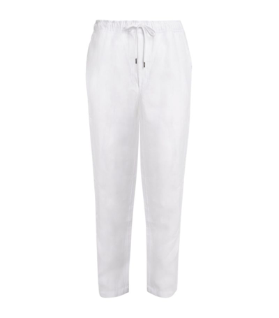 Shop Derek Rose Linen Tapered Trousers In White