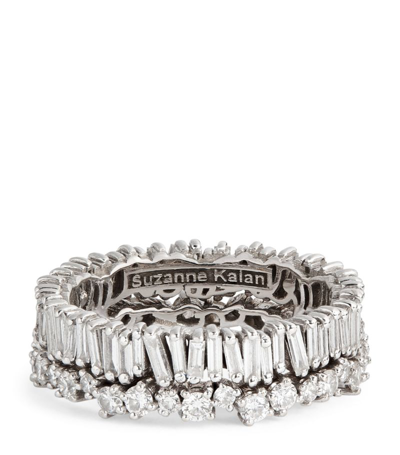 Shop Suzanne Kalan White Gold And Diamond Fireworks Short Stack Eternity Ring (size 5)