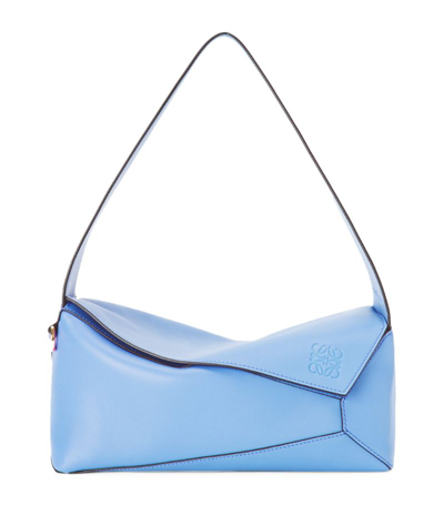Shop Loewe Leather Puzzle Edge Shoulder Bag In Blue