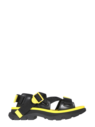 Shop Alexander Mcqueen Tread Sandals In Nero