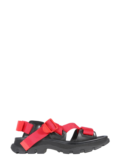 Shop Alexander Mcqueen Tread Sandals In Rosso