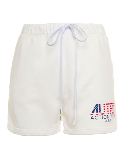 Shop Autry White Jersey Woman Shorts With Logo