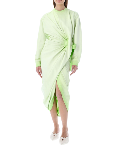 Shop Y/project Twisted Sweatshirt Dress In Lime Green