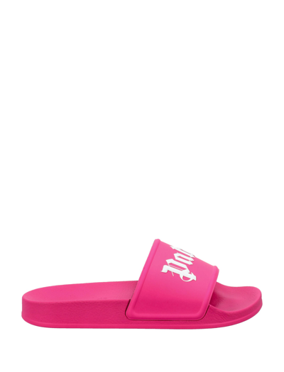 Shop Palm Angels Logo Slide In Fuchsia