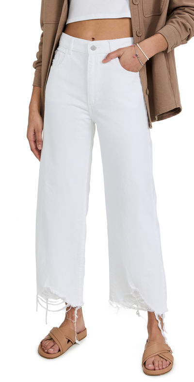 Shop Dl Hepburn Wide Leg High Rise Jeans White Distressed