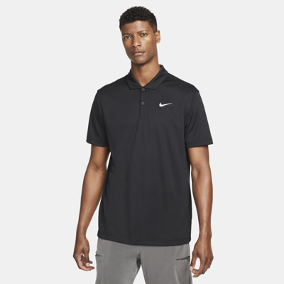 Shop Nike Men's Court Dri-fit Tennis Polo In Black
