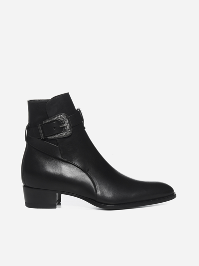 Shop Saint Laurent Wyatt Leather Boots