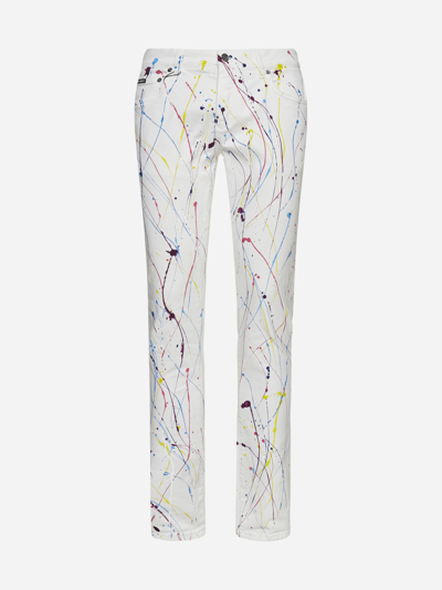Shop Dolce & Gabbana Color Dripping Print Skinny Jeans