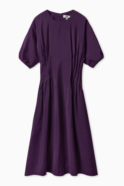 Shop Cos Gathered Midi Dress In Purple