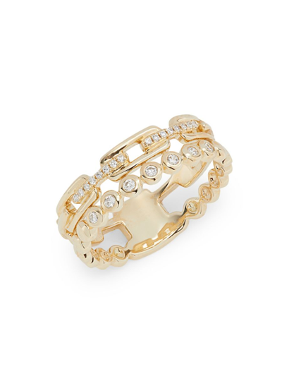 Shop Saks Fifth Avenue Women's 14k Yellow Gold & 0.13 Tcw Diamond Ring