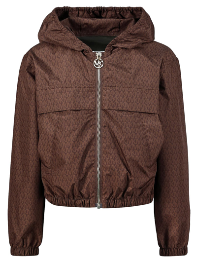 Shop Michael Kors Kids Jacket For Girls In Brown