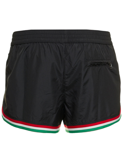 Shop Dolce & Gabbana Man's Italia Nylon Swim Shorts In Black
