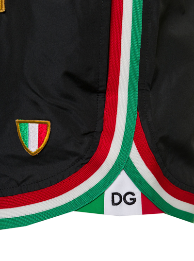 Shop Dolce & Gabbana Man's Italia Nylon Swim Shorts In Black