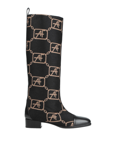 Shop Alberta Ferretti Woman Boot Black Size 8 Soft Leather, Textile Fibers