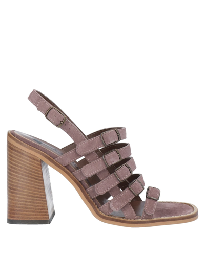 Shop Fiorifrancesi Woman Sandals Mauve Size 6 Soft Leather In Purple