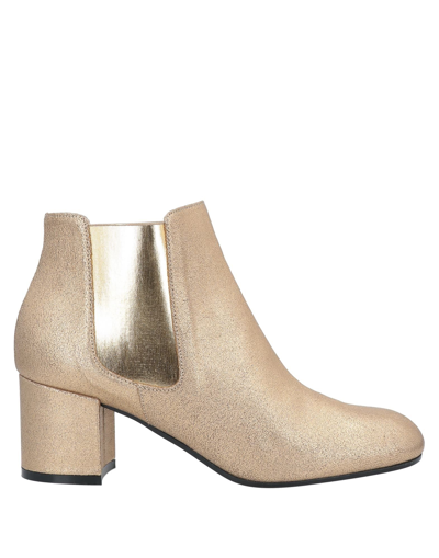 Shop Pollini Woman Ankle Boots Gold Size 6.5 Soft Leather