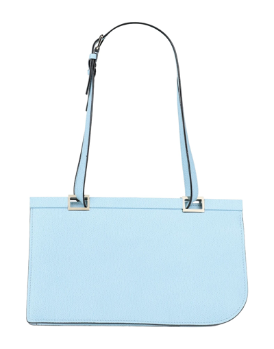 Shop Valextra Woman Shoulder Bag Sky Blue Size - Calfskin