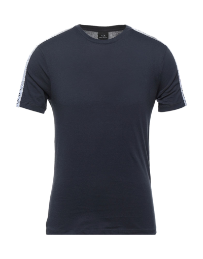 Shop Armani Exchange Man T-shirt Midnight Blue Size Xs Cotton