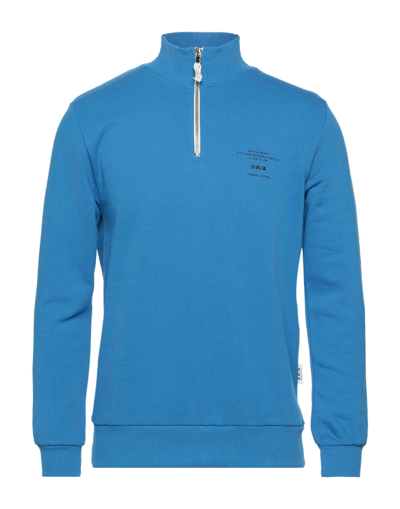 Shop Berna Man Sweatshirt Azure Size M Organic Cotton In Blue