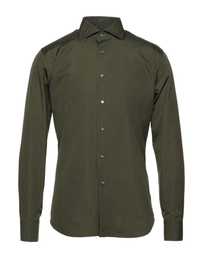 Shop Alessandro Gherardi Man Shirt Military Green Size 16 ½ Cotton