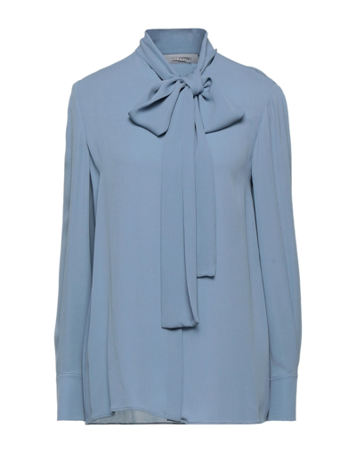 Shop Valentino Garavani Woman Shirt Pastel Blue Size 10 Silk