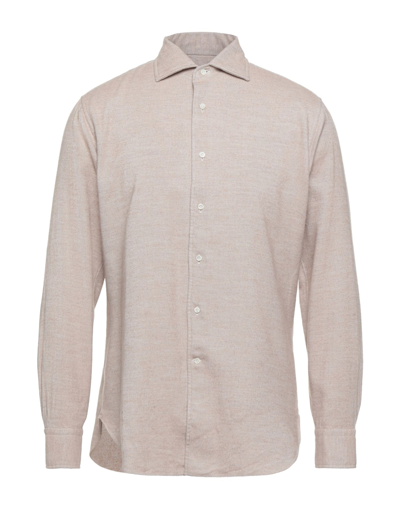 Shop Alessandro Gherardi Man Shirt Light Brown Size 16 ½ Cotton In Beige