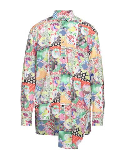 Gcds Patchwork-print Asymmetric Shirt In Green