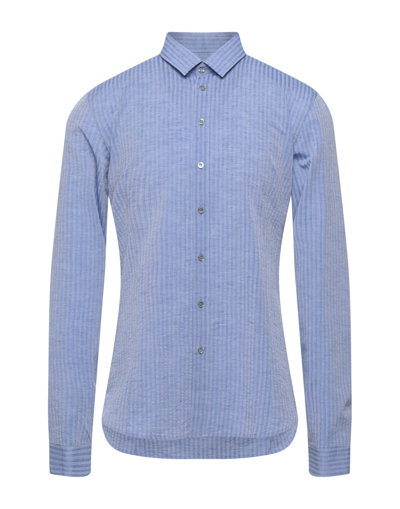 Shop Patrizia Pepe Man Shirt Azure Size 36 Cotton, Linen In Blue