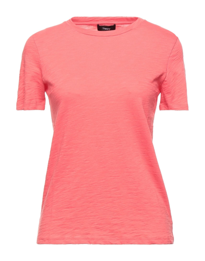Shop Theory Woman T-shirt Coral Size L Cotton In Red