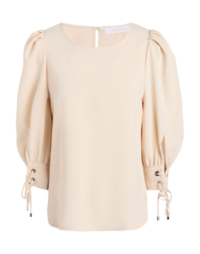 Shop See By Chloé Woman Top Ivory Size 8 Polyester In White