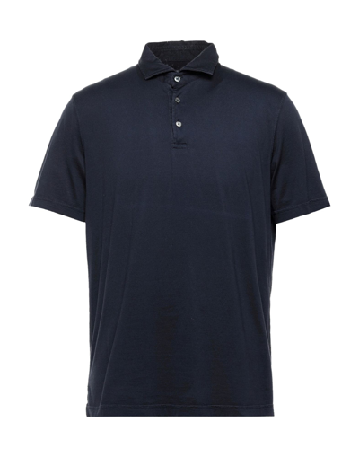 Shop Fedeli Man Polo Shirt Midnight Blue Size 40 Cotton In Dark Blue