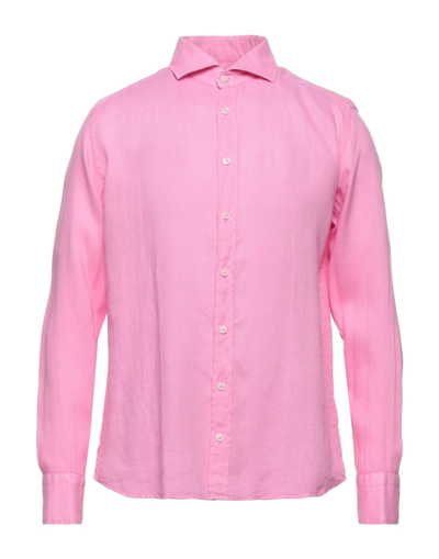Shop Bastoncino Man Shirt Fuchsia Size 15 ¾ Linen In Pink