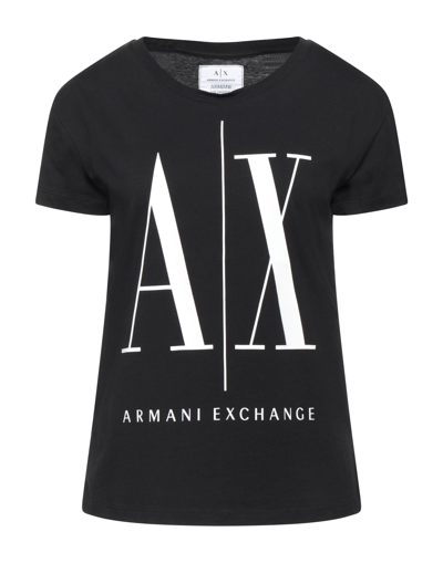 Shop Armani Exchange Woman T-shirt Black Size L Cotton