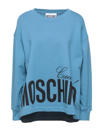 Shop Moschino Woman Sweatshirt Pastel Blue Size 12 Cotton