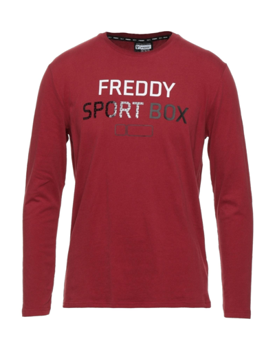Shop Freddy Man T-shirt Burgundy Size M Cotton, Elastane In Red