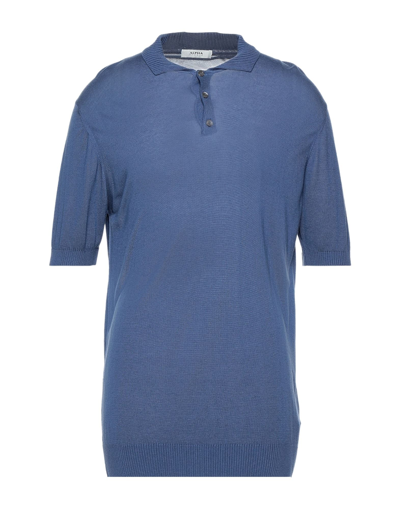 Shop Alpha Studio Man Sweater Slate Blue Size 36 Modal, Cashmere