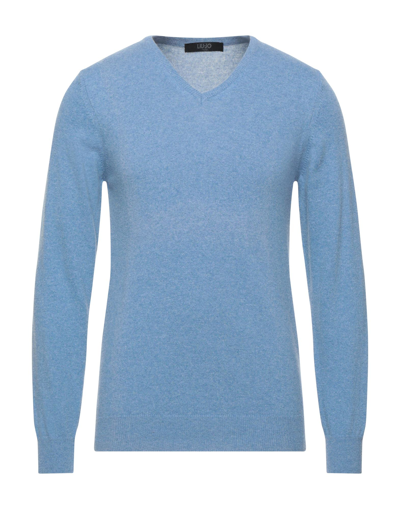Shop Liu •jo Man Sweaters In Pastel Blue
